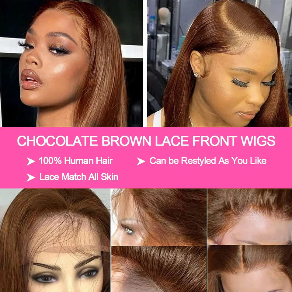 13X4 Chocolate Brown Straight  - Glueless Wear And Go Human Hair Wig review and price