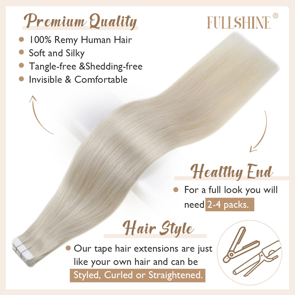 Full Shine Tape in Hair Extens - Invisible Tape In Extensions Real Hair review and price