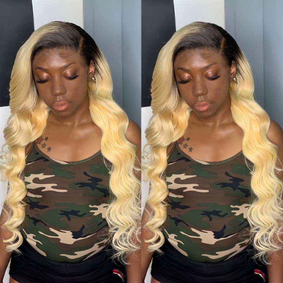 1B 613 Blonde Ombre Human Hair - 613 Blonde Body Wave Lace Front Wig review and price