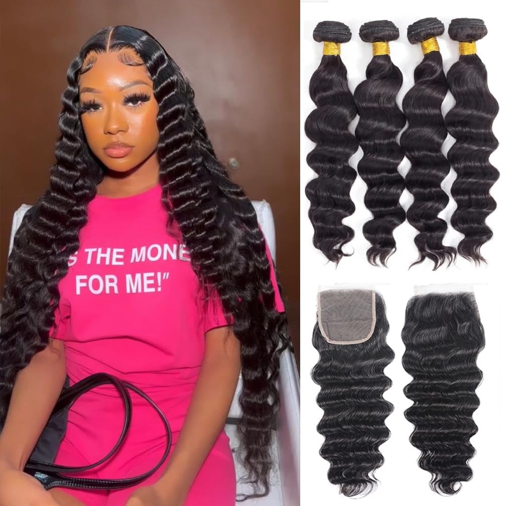 30 Inch Loose Wave Bundles Hum - Deep Wave 3 Bundles With Closure review and price