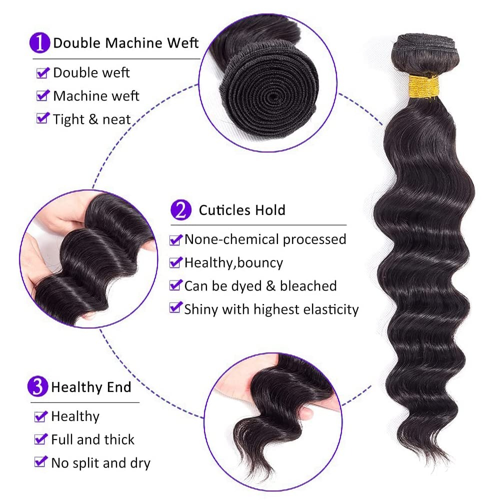 30 Inch Loose Wave Bundles Hum - Deep Wave 3 Bundles With Closure review and price