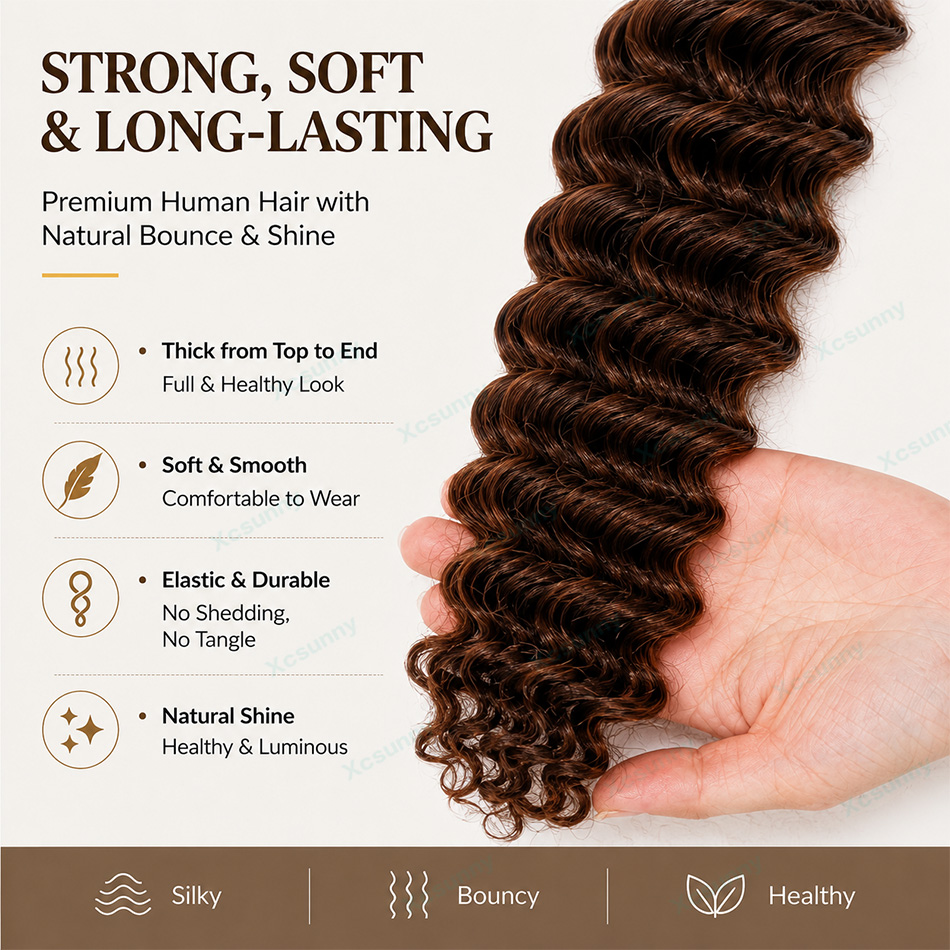 Color #4/30 Boho Braids Human  - Water Wave Bulk Human Hair For Braiding review and price