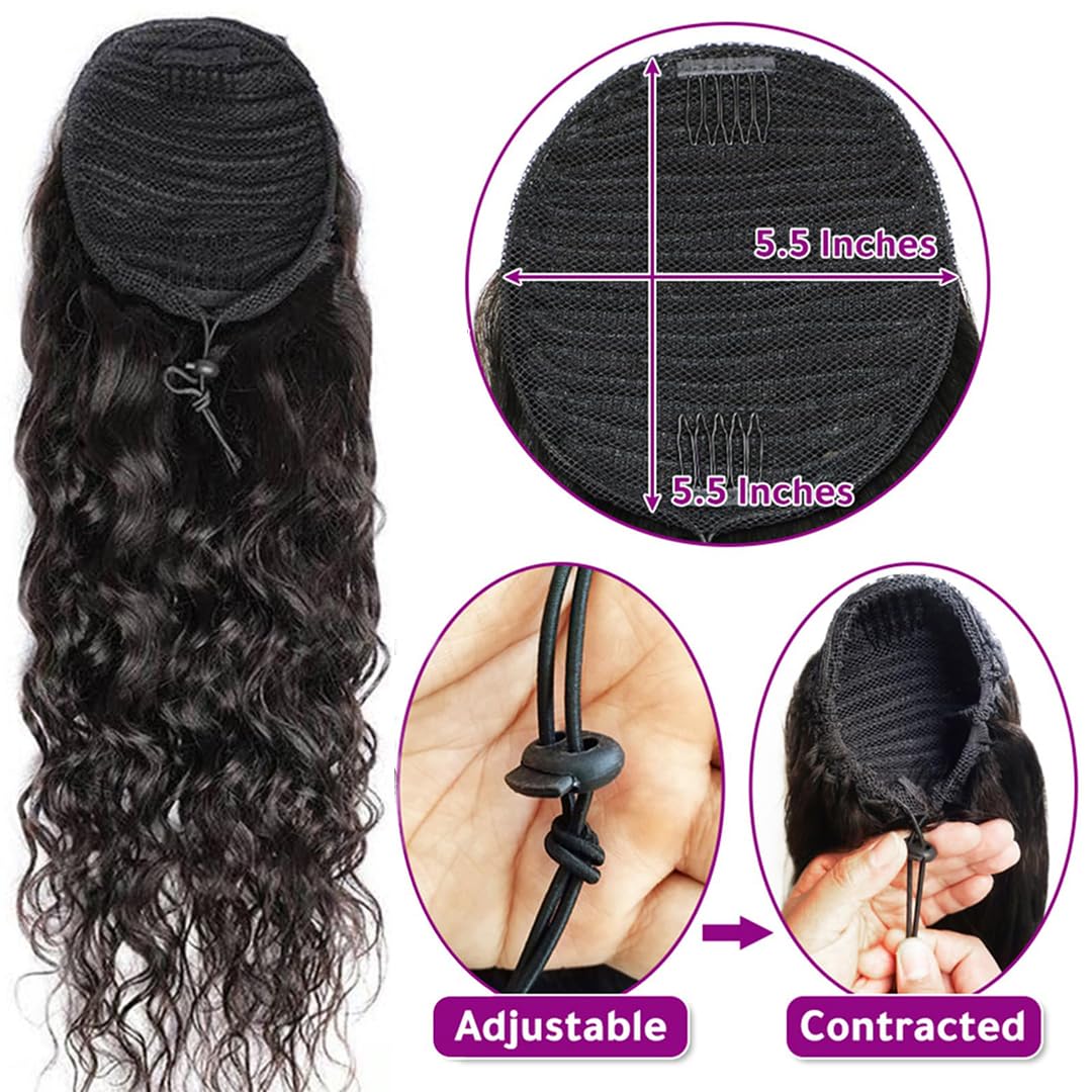 Water Wave Ponytail Human Hair - Seamless Clip In Hair Extensions Human Hair review and price