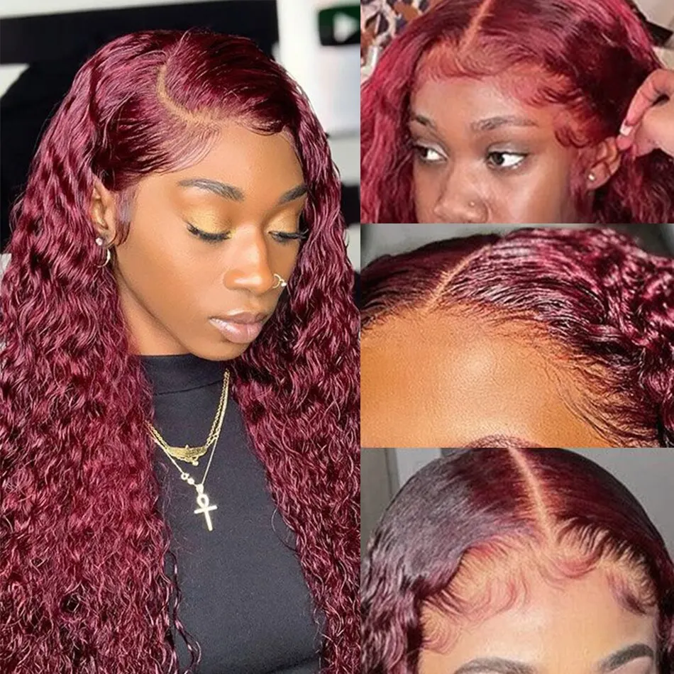 99J Burgundy Colored Deep Wave - Human Hair Wigs review and price