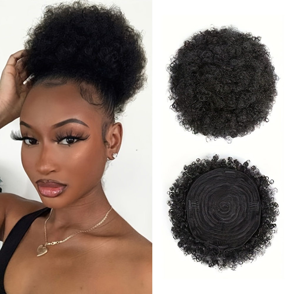 Afro Kinky Puffs 100% Human Ha - Drawstring Afro Curly Puff Ponytail review and price